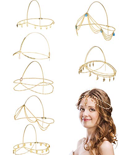 CASSIECA 8Pcs Cadena de Pelo para Mujeres Cadena de la Cabeza Retro...