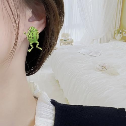 Frog Earrings for Women Christmas Stocking Stuffers Frog Shaped Stud Earrings Funny Cute 3D Animal Earring Halloween Costume Outfits Jewelry Gifts3