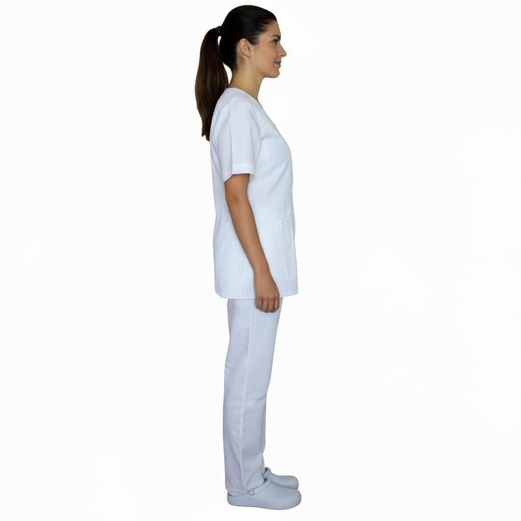 Divisa Medica da Donna, Camice con Zip, Uniforme Professionale, Mezza manica