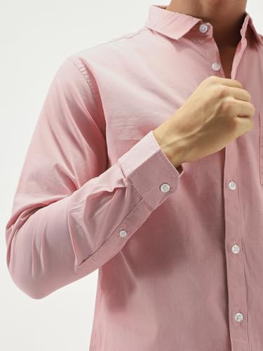 Image of Urbano Fashion Men's Cotton Full Sleeve Regular Fit Casual Solid Slub Shirt with Spread Collar