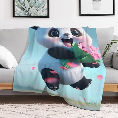 Manta de franela suave para sofá y cama Panda textil hogar 140x180 cm 3