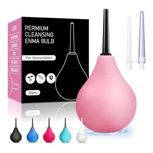 Image of Anal Douche Enema Kit - 224ml Enema Bulb Douches for Men and Women, Reusable Enemas for Colon Cleanse, Vaginal Douche Ideal for Daily Care & Travel (Pink)