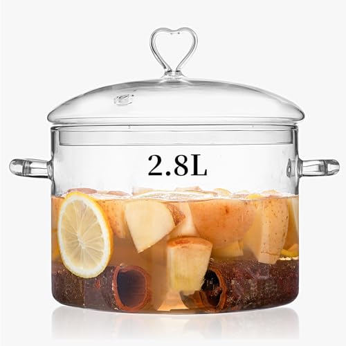 XCTFWKzK 2.8L Heart-Lid Glass Pot