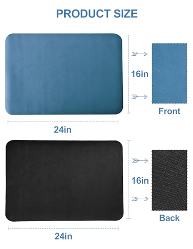 Image of Dish Drying Mat for Kitchen Counter, 16 inchx24 inch Dish Drying Pad with Non-slip Rubber Backed, Hide Stain Anti Absorbent for Kitchen Counter, Drying Mat for Coffee Machine Dish Rack (Blue)