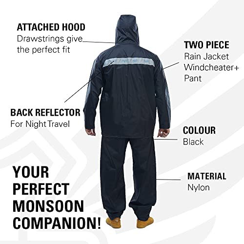 Image of Reliable Rainwear H2O Marco Polo Suit | Raincoat For Men Waterproof | Rain Jacket For Bike Rides | High Neck Collar & Attached Hood