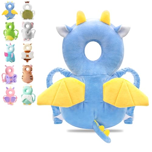 JINYJIA Protector de Cabeza para Bebé - Almohada Ajustable Anti-Caídas, Suave Soporte de Protección, para 4-24 Meses, Pequeño Dragón