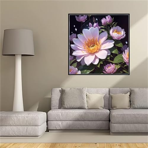 Diamond painting 5D fleur pourpre kit complet broderie grand format 40x40cm