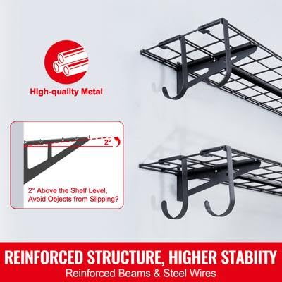Happybuy Garage Storage Shelving, 2 Pack, 4 x 1 ft Heavy Duty, 400 lbs Load Capacity (Total), Wall Mounted, for Various Storage