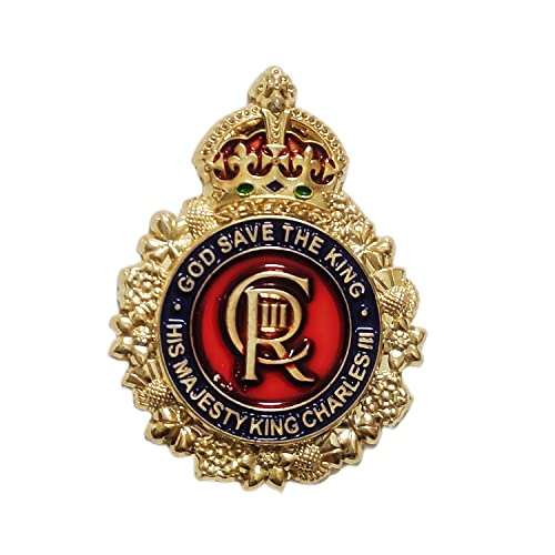 CR God Save the King Charles III Coronation Pin Badge Brooch Colorful Design Memorabilia