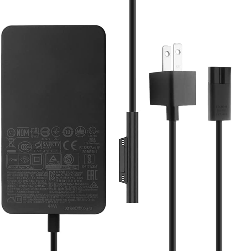15V 2.58A 44W AC Adapter Charger Compatible for Microsoft Surface Pro7/6/5/4 Model 1769 1796 1800