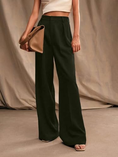 Image of GRECIILOOKS Women High Rise High Waist Trousers Flared Korean Style Formal Pants|Elegant Workwear for Office, College & Events