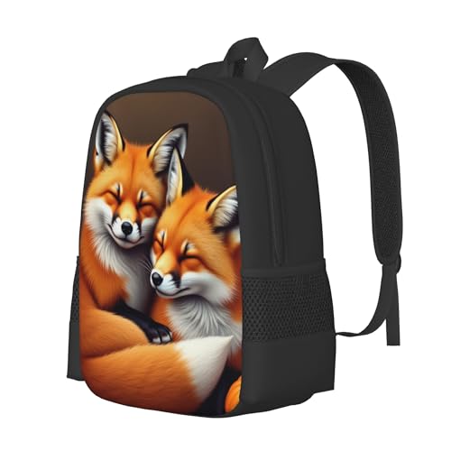 Lightweight Daypack For Adult Sleeping Foxes With Autumn Leaves Large Capacity Backpack For Travel Hiking Camping 17 Inch2