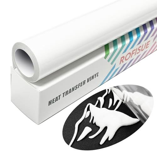 ROFISUE White Puff 3D Heat Transfer Vinyl 10 x 8FT Puff HTV Iron On Vinyl 3D Raised Puffy Heat Transfer Vinyl Easy to Cut Weed for T-Shirts Hats Hoodies & DIY Crafts
