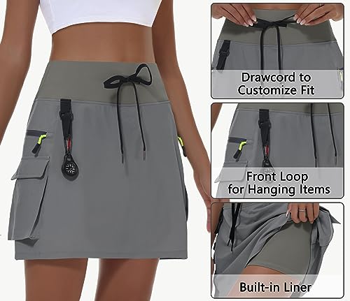 Image of MIVEI Skorts for Woman - Hiking Cargo Skorts with Zipper Pockets, High Waisted Quick Dry Golf Workout, Dressy Casual