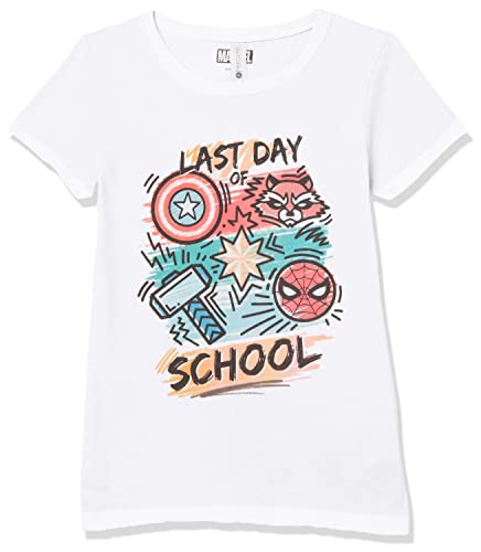 T-shirt Marvel fille blanc pour l'école et les sorties, haut manches courtes
