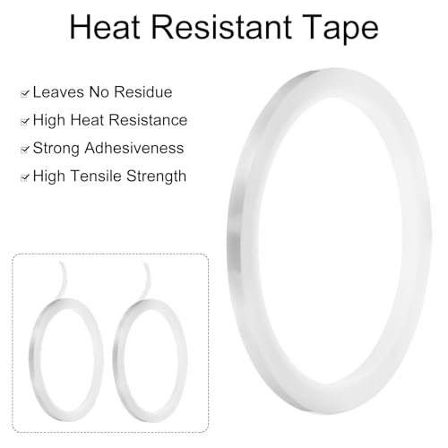 Image of uxcell Clear Heat Tape, 2 Rolls 5mmx33m 108ft High Temperature Heat Resistant Tape for Sublimation,Heat Vinyl Press,Heat Transfer, Circuit Board, No Residue