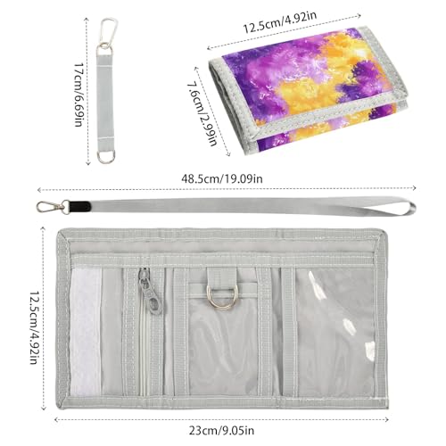 ALAZA Kids Wallets for Boys Girls Toddler Trifold Wallet Children Small Yellow Violet Tie Dye with Zipper Coin Pocket3