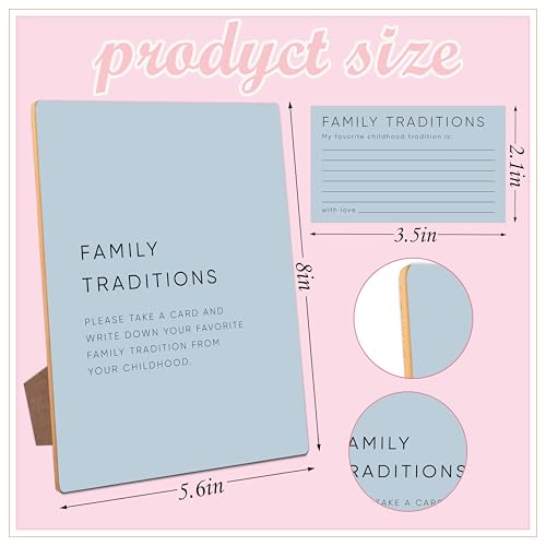 Family Traditions Baby Shower Games,Baby Shower Decorations,Baby Shower Signs,Gender Reveal Decorations,Baby Shower Bingo,1 Wooden Play Sign with Stand and 50 Party Cards Set（Blue04） by Mysrin - Used condition - Image 2