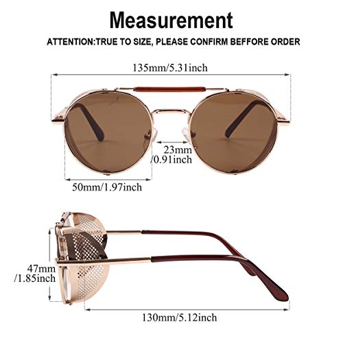 Steampunk Style Round Vintage Polarized Sunglasses Retro Eyewear UV400 Protection Matel Frame2