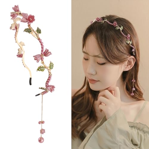 AHONEY Pink Flower Crown Headband for Women Girls Hair...