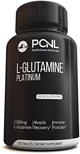 PacificCoast NutriLabs 1000mg L-Glutamine, Soy-Free Muscle Recovery Formula, Free Ebook, 120 Tablets