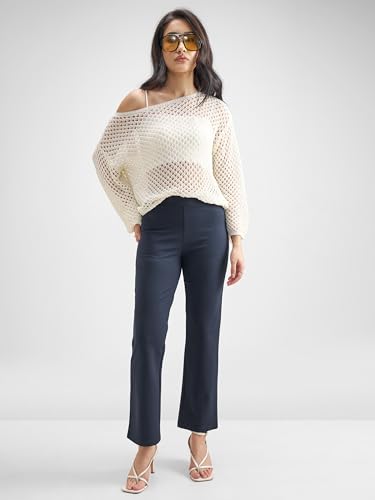 Image of Tokyo Talkies Women's Stretchable Bootcut Pants | High Rise Flared Trousers |Travel & Formal Wear|Workwear Trousers