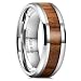 King Will 8mm Tungsten Ring High Polished Koa Wood Inlay Mens and Womens Wedding Band(7.5)