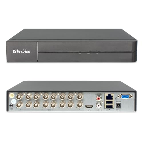 Evtevision 16 Channel 5MP Lite DVR Recorder for CCTV System,Super HD Security Video Hybrid DVR Box Support IP and Analog Cameras, Smart AI Human/Vehicle Detection, Email Alert, No Hard Drive