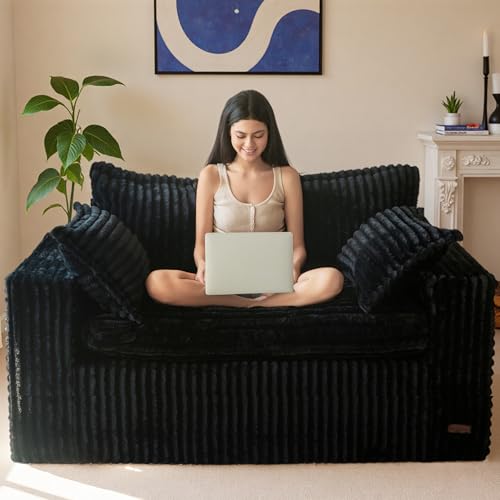 MAXYOYO 59 Upholstered Bean Bag Loveseat Sofa