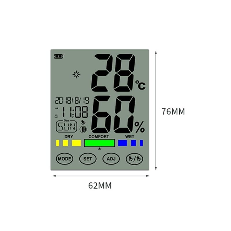 Home Temperature Humidity Meter Digital Display Touchscreen Indoor Use with Time Function