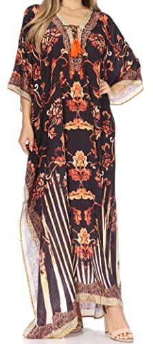 Robe caftan Sakkas Georgettina longue col V mousseline strass plage