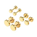 18K Gold Plated Stainless Steel Round Stud Earrings Flat Disk Studs Circle Disc Huggie Simple...