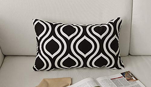 Fanhomcy Black Geometric Lumbar Decorative Throw Pillows Cushion Covers Cases Square Soft Pillowcases For Sofa 12 X 20 Inches Set Of 4 #TOP4
