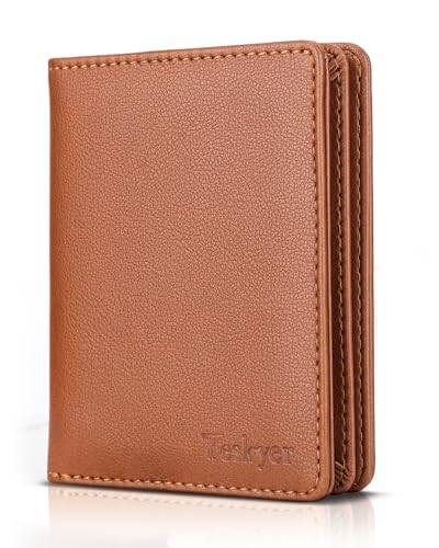 Teskyer Wallet for Men - RFID Blocking Bifold Stylish Leather Men's Wallet with Gift Box, P20-8H Saddle Brown
