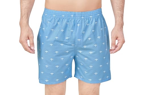 Image of Cotton Men Regular Fit Boxers Ultra-Comfort Natural Fiber Printed Boxer Shorts with Elastic Waistband, Side Pockets Premium Cotton Printed Boxer Shorts