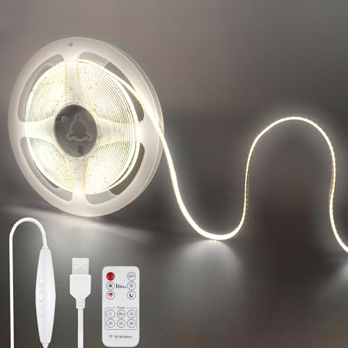 Tira LED COB USB 5V, Control Remoto, 3M, Blanco Frío miniatura 1