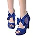 GATUXUS Open Toe Women Platform High Heel Shoes Bows Strappy Sandals (US 9, Dark Blue)