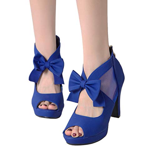 Image of GATUXUS Open Toe Women Platform High Heel Shoes Bows Strappy Sandals