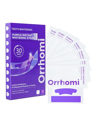Image of Teeth Whitening Strips, Purple, Enamel Safe, Sensitive, 7 Treatments | Whitens Teeth, Purple Whitening Strips, Removes Yellow Stains and Bad Breath, Color Correction