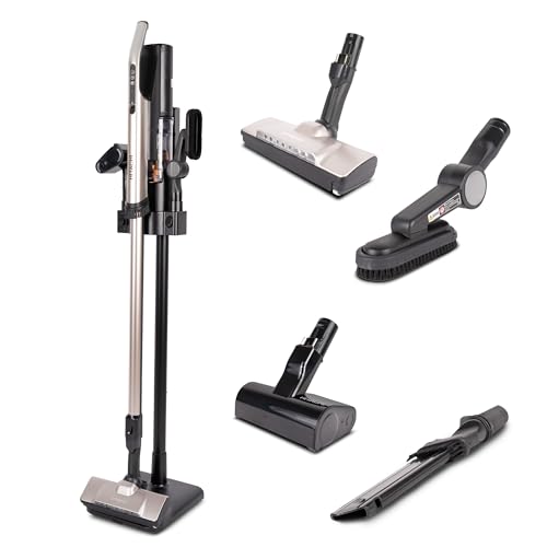 Hitachi Akku Staubsauger PV-XH3M - Kabelloser Staubsauger mit 170AW Power, LED-Stauberkennung, HEPA 13 Filter, One Touch Leerung, Bürstenkopf + Zubehör - inkl. Akku & Standhalterung - alle Bodenarten