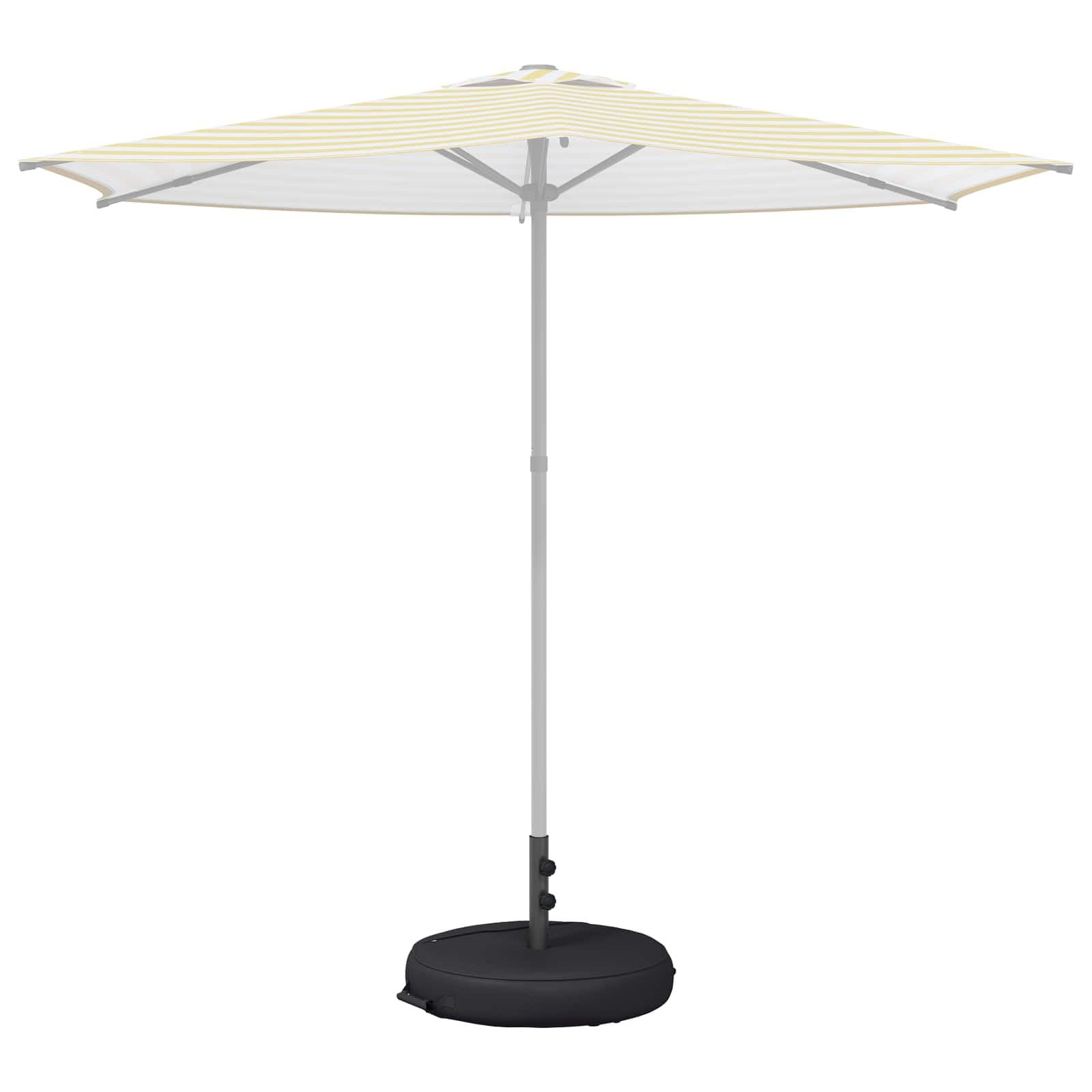 Stojak tarasowy na parasole przeciwsłoneczne, ze stali, czarny, 60 x 60 cm, stabilny uchwyt na parasol, odporny na warunki atmosferyczne, do ogrodu, na balkon, taras, z wypełnieniem 60 kg