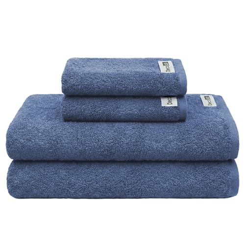 Decolab Jogo de Toalhas Air Light 100% Algodão (Azul-claro e Azul-marinho, 4 Peças)