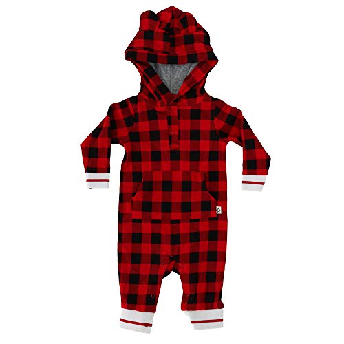 Snugabye Combinaison A Capuche Avec Oreilles Pour Bebe Buffalo Plaid Red Ajedrezado Size 12 Months Circulaire En Ligne