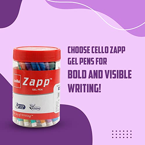 Image of Cello Aspro Mavro Ball Pen | Black Ball Pen | Pack of 50 Zapp Gel Pen | Jar of 25 Gel Pens | Gel Pens Blue