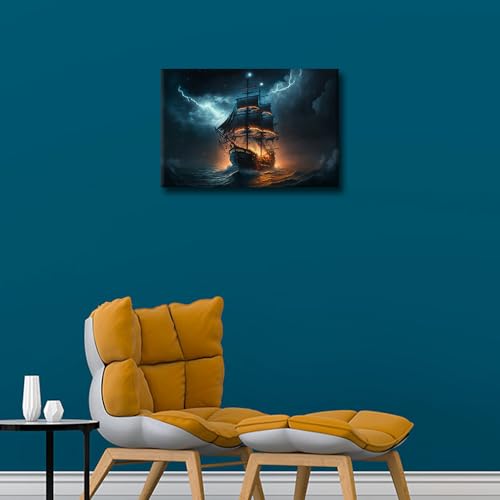 Arte de pared nautico y cuadros modernos de barcos piratas en lienzo 3