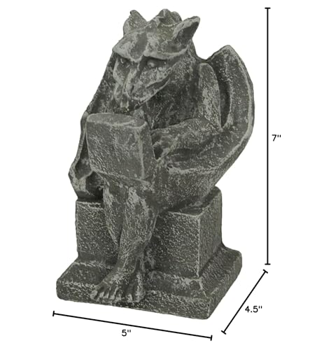 Estatua de gárgola con laptop de concreto miniatura 5