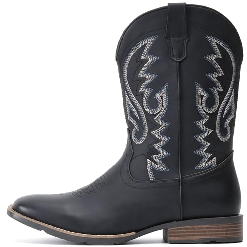 Image of IUV Cowboy Boots For Men with Wide Square Toe Western Retro Boot