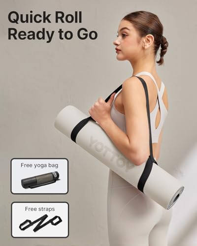Image of Yoga Mat,Non-Slip TPE Exercise Mat(1 /4 Inch) for Pilates, Fitness & Barefoot Workouts, Home Gym Studio with Strap & Bag