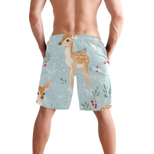 Men’s Swim Trunks Christmas Deer Snow Cherry Beach Board Shorts Swimming Short Pants Running Sports Surffing Shorts3