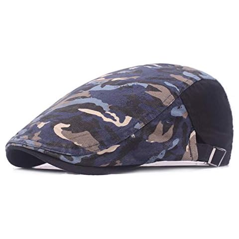 Yanjay Store Men’s Hats Stylish Camouflage Pattern Cabbie Ivy Hat Newsboy Golf Beret Caps (Dark Blue) Cover